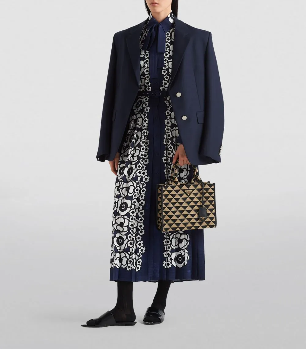 Rent Prada Blue Silk Floral Midi dress